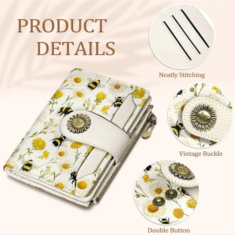 Floral Bee Print Wallet
